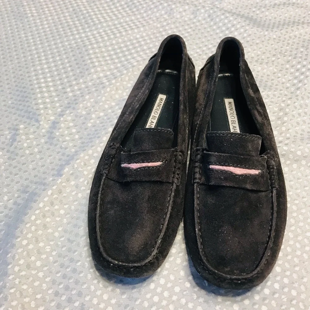 Manolo blahnik Suede‎ Driver Loafer Gray/Pink